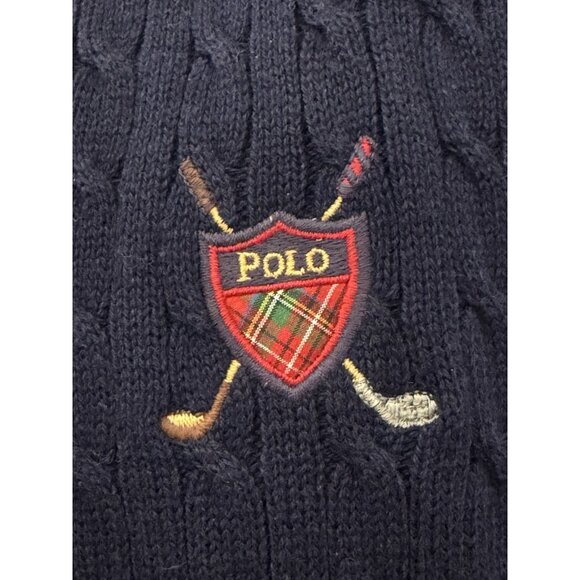 Vintage Polo Ralph Lauren Sweater Vest Mens XL Navy Cable Chunky Knit - Picture 3 of 6